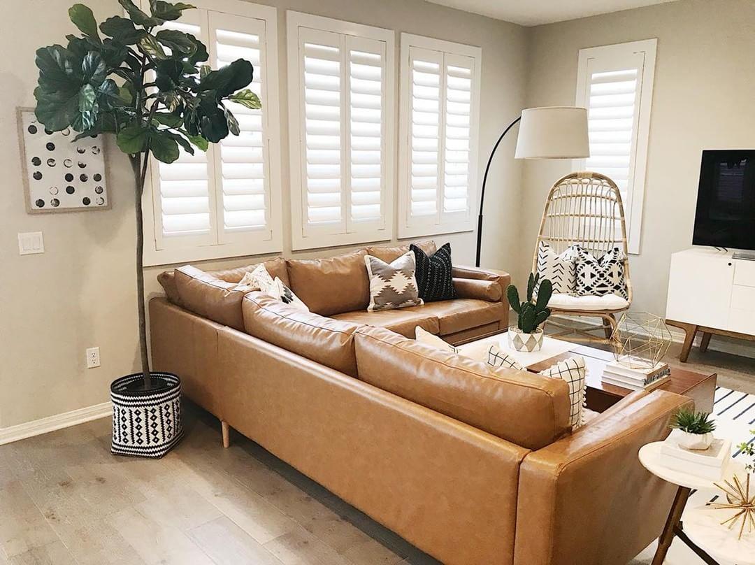 Comfortable living room with our Polywood shutters in Philadelphia.